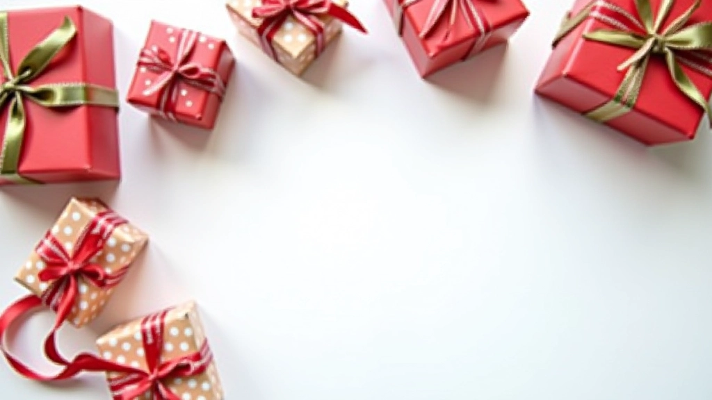 Paquets cadeaux et décorations de Noël sur une table blanche