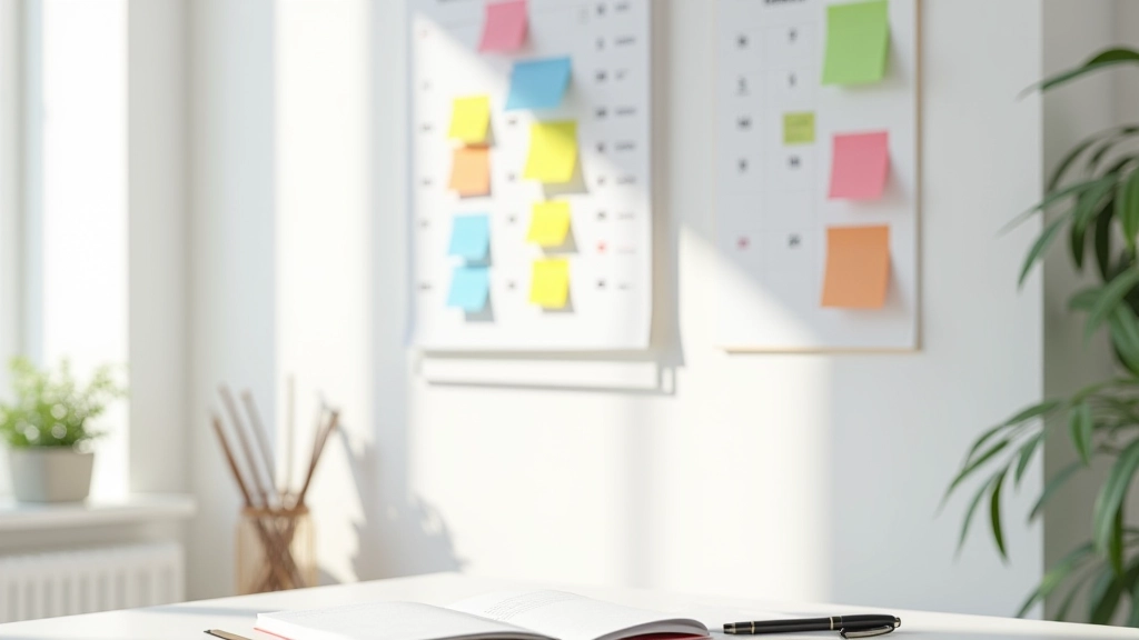 Calendrier mural avec des post-it colorés indiquant les différentes dépenses mensuelles